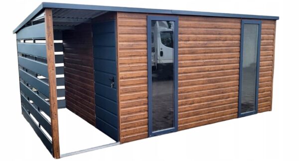 SCHOWEK DOMEK OGRODOWY 4,5X2,5 m + WIATA 1,5X2,5m DRZWI + 2X OKNO - GB415