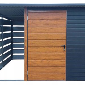Schowek domek ogrodowy 2x2m + wiata 1m Drzwi okno antracyt dach spad w tył